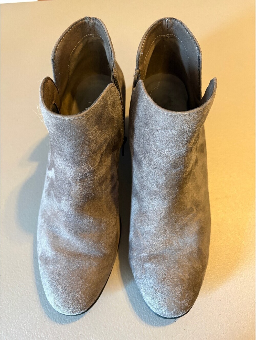 Kim Rogers Taupe Suede Ankle Boots with Block Heel Size 9M